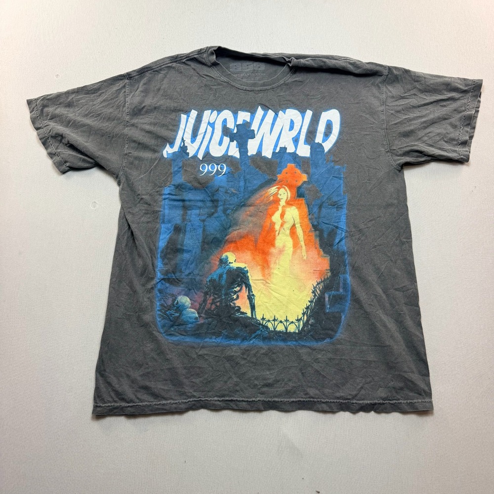 Juice WRLD 999 Club T-Shirt Men Large Gray Excellent Graveyard Graphic Tee